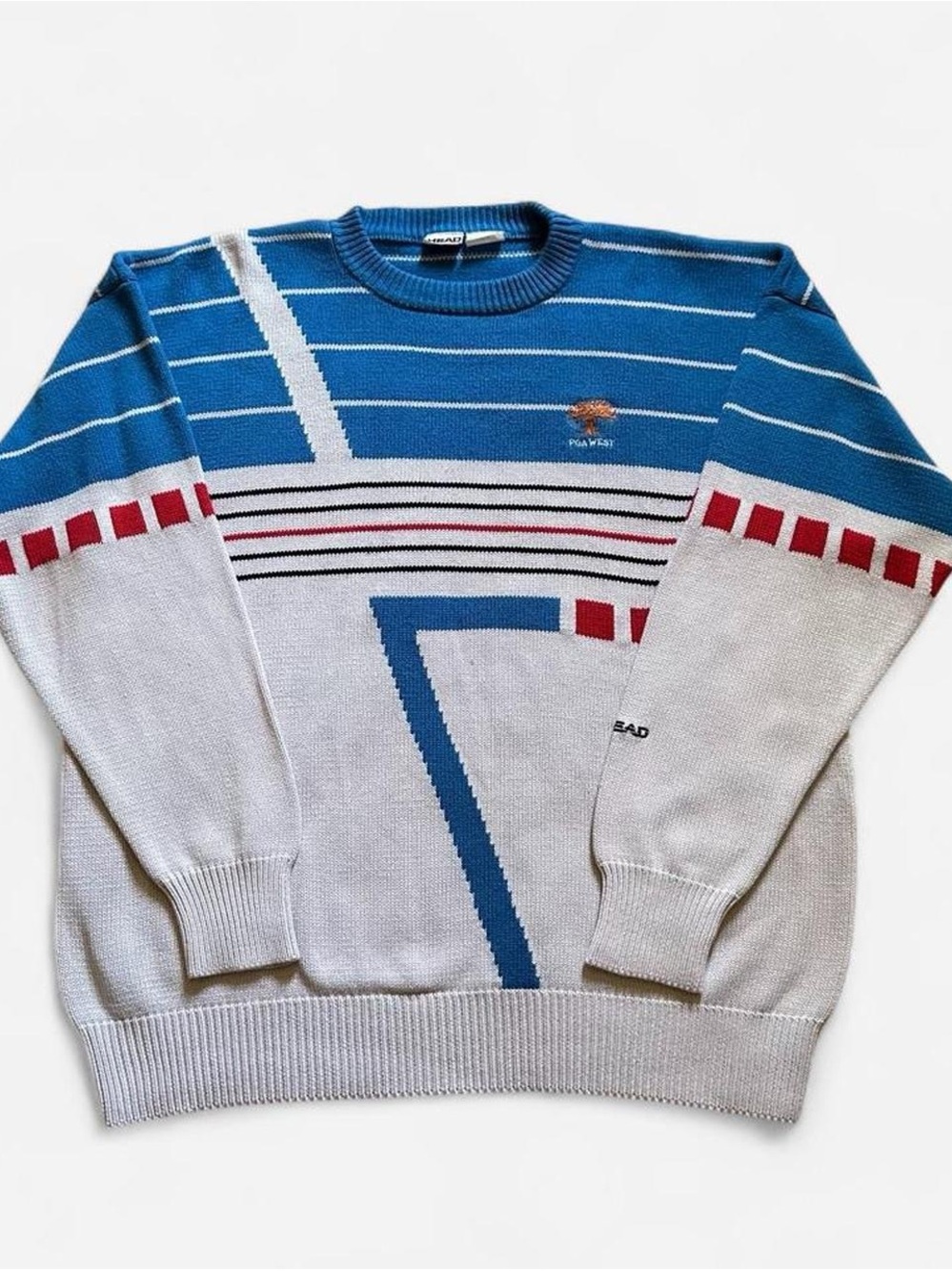 Vintage 80s PGA golf tour Colorblock Crewneck Sweater - Blue & White XL